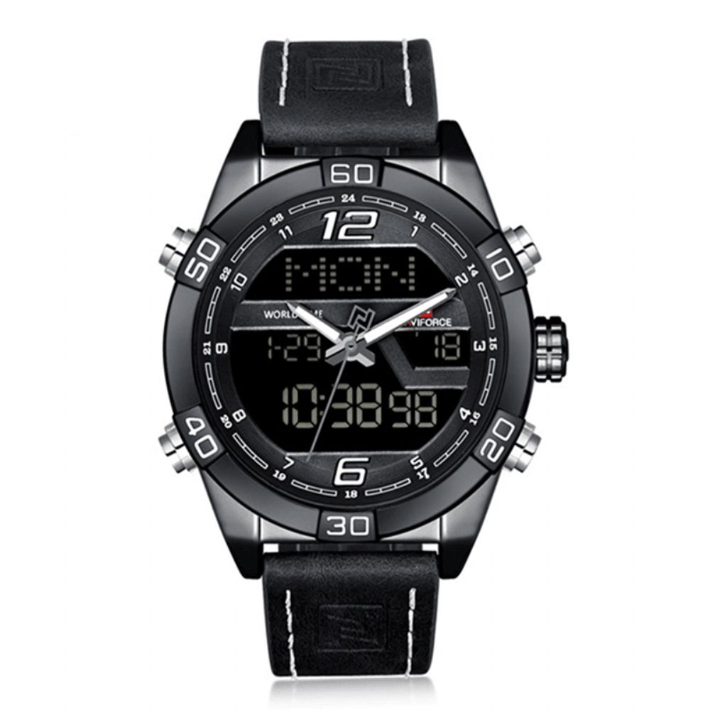 Naviforce 9128 Dual Display Digitaal Horloge Chronograaf Heren Alarm Sport Polshorloge