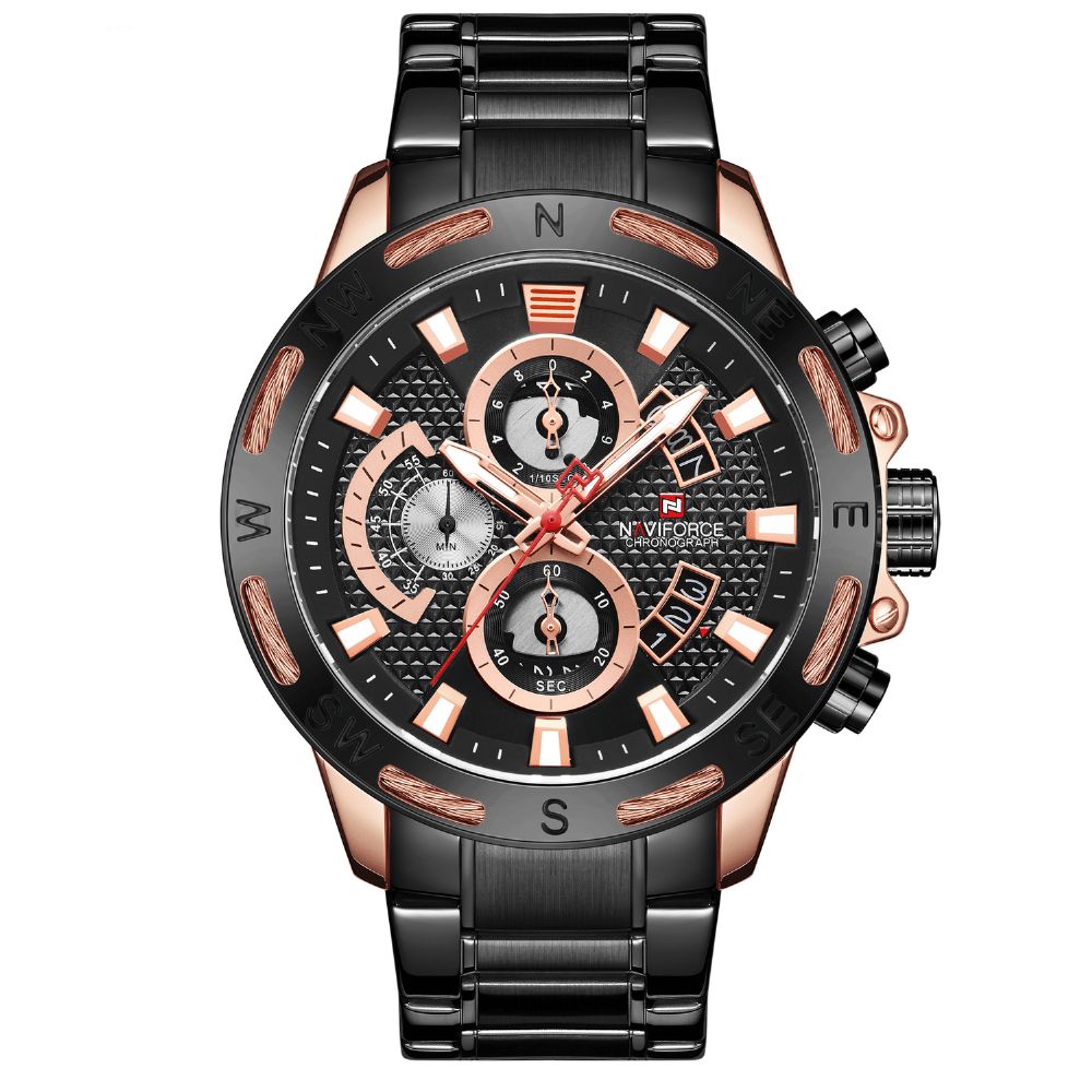 Naviforce 9165 Chronograaf Zakelijke Stijl Herenhorloge Lichtgevend Kwartshorloge