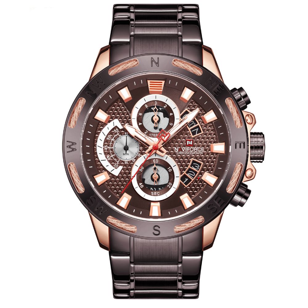 Naviforce 9165 Chronograaf Zakelijke Stijl Herenhorloge Lichtgevend Kwartshorloge