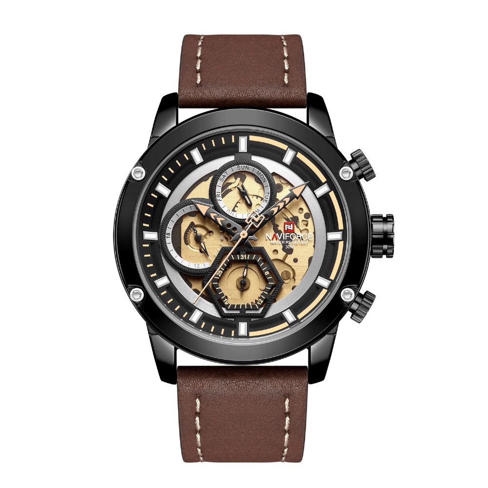 Naviforce 9167 Zakelijke Stijl Lichtgevende Hand Heren Polshorloge Kalender Quartz Horloge