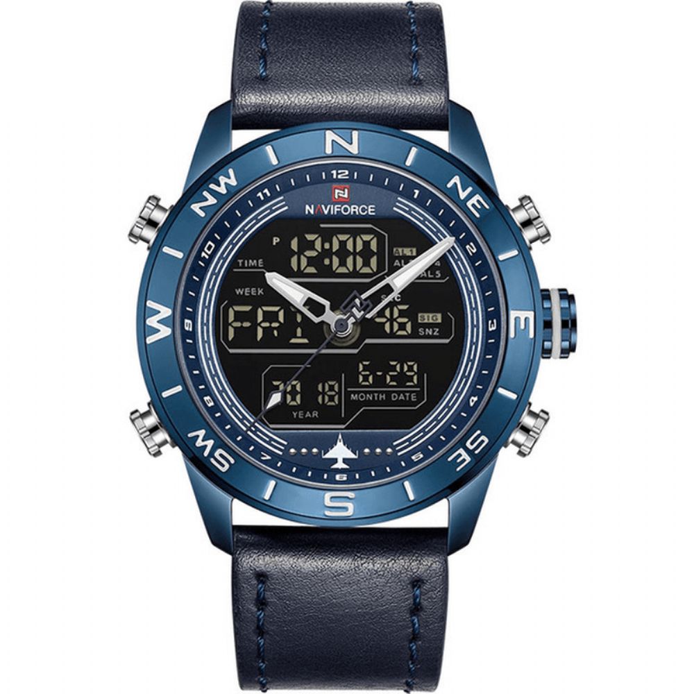 Naviforce Nf9144 Waterbestendig Led-Horloge Met Dubbel Display Chronograaf Digitaal Horloge