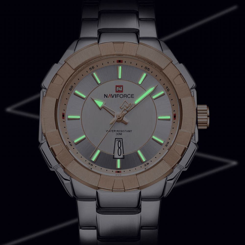 Naviforce Nf9176 Waterdicht Modieus Heren Polshorloge Volledig Stalen Zakelijke Stijl Quartz Horloge