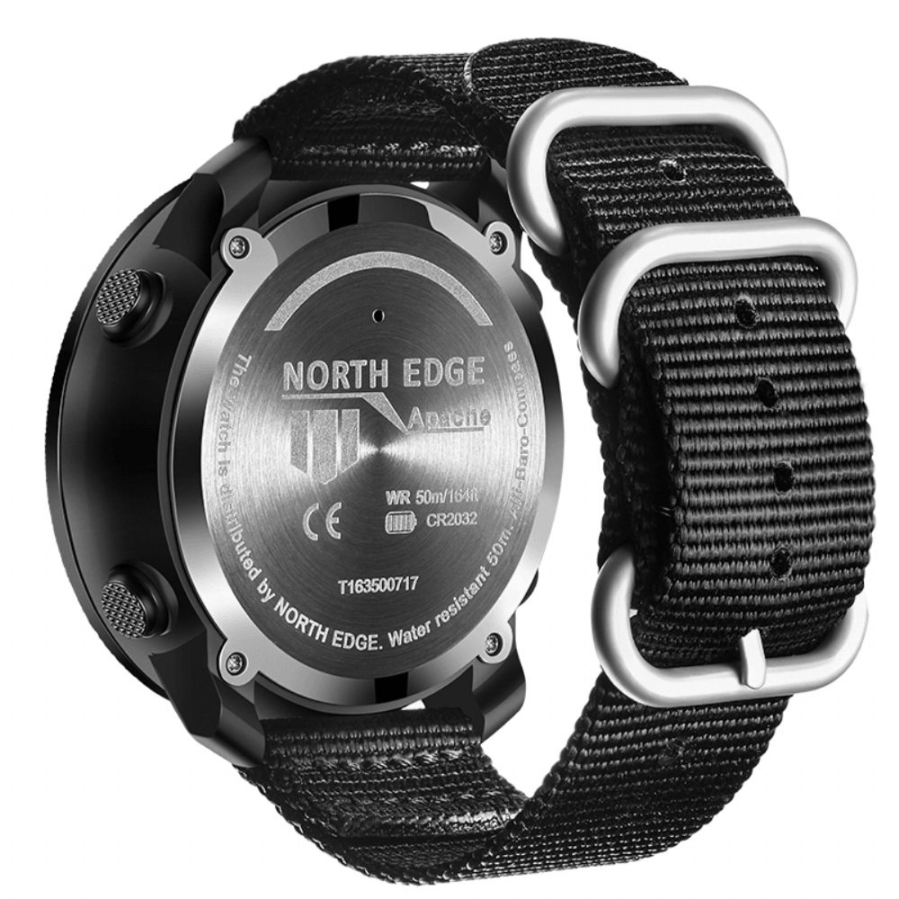 North Edge Apache2 Hoogtemeter Barometer Kompas Temperatuurweergave 50M Waterdicht Outdoor Sport Digitaal Horloge