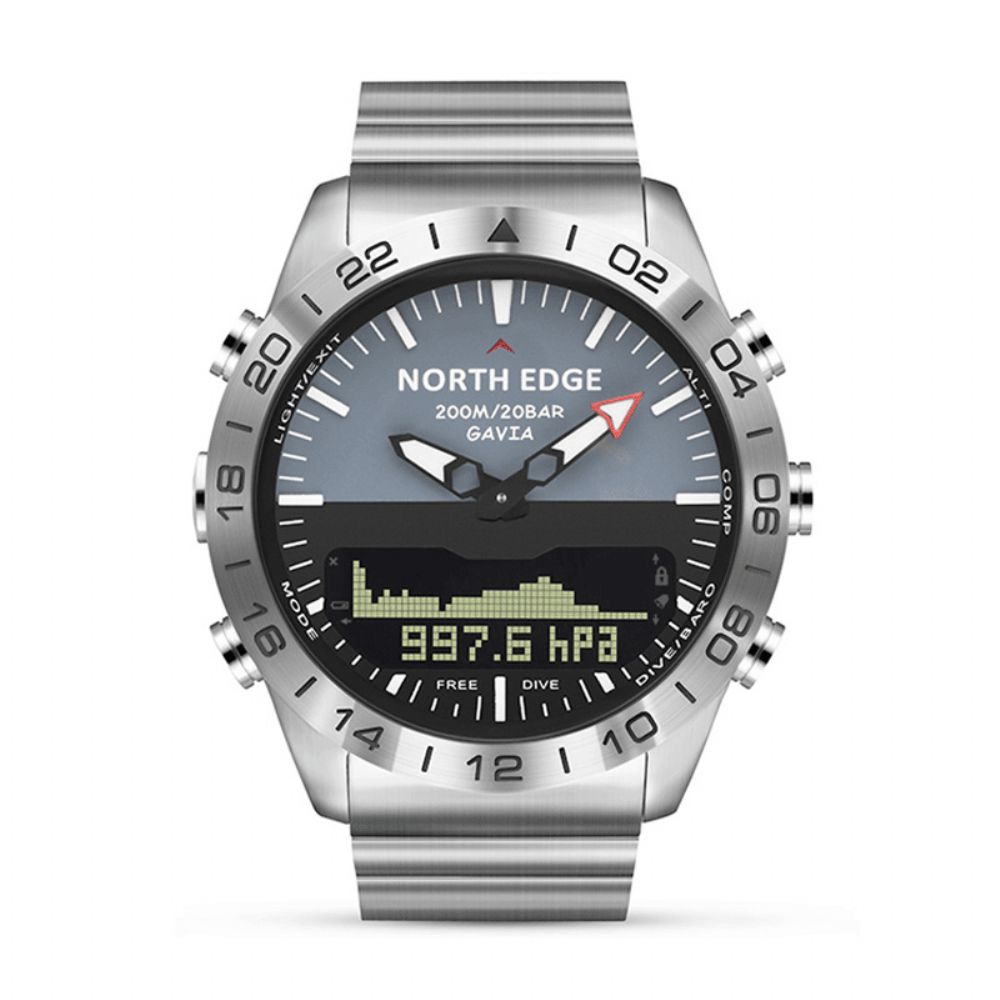 North Edge Gavia2 200M Waterdicht Hoogtemeter Barometer Kompas Thermometer Wandelen Outdoor Sport Digitaal Horloge