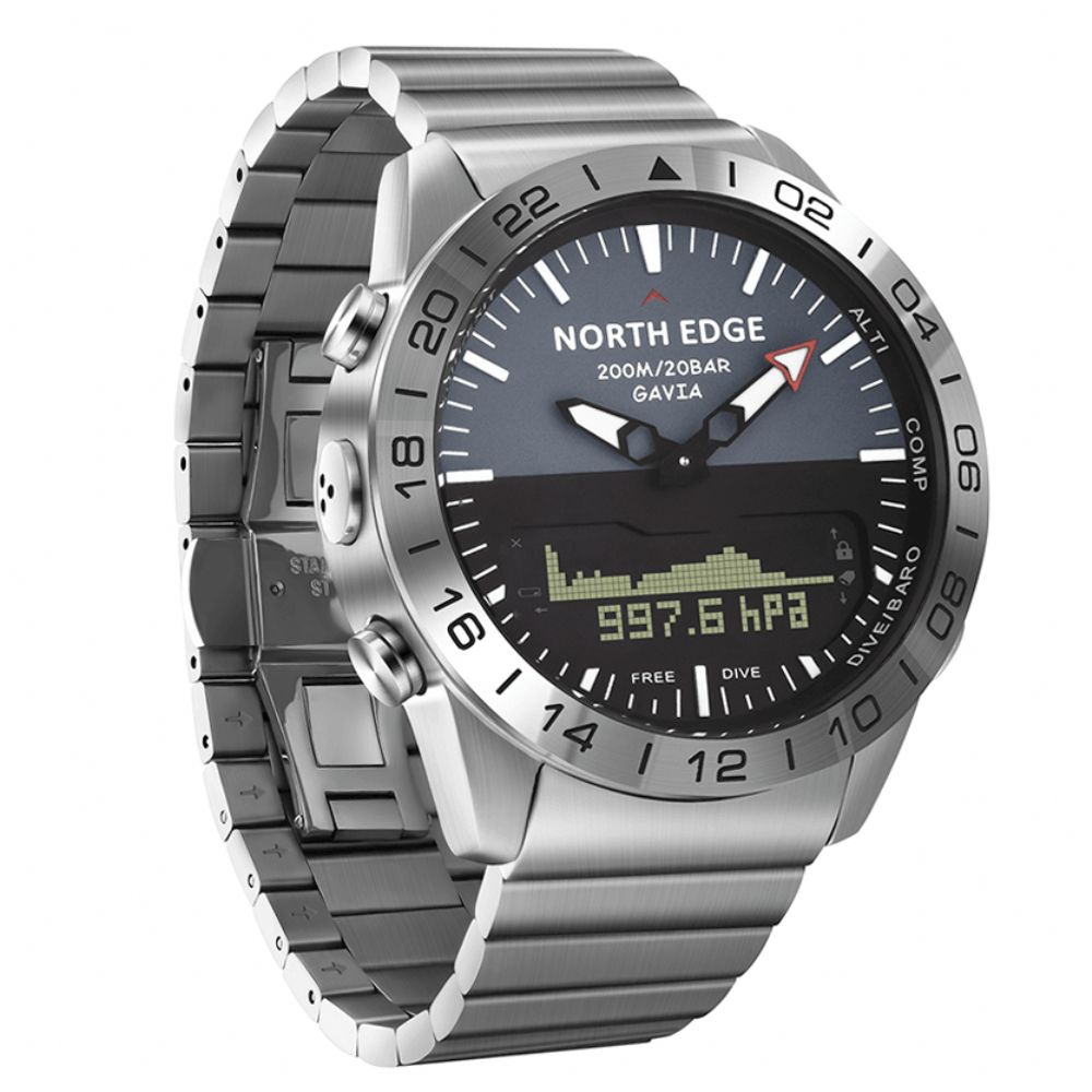 North Edge Gavia2 200M Waterdicht Hoogtemeter Barometer Kompas Thermometer Wandelen Outdoor Sport Digitaal Horloge