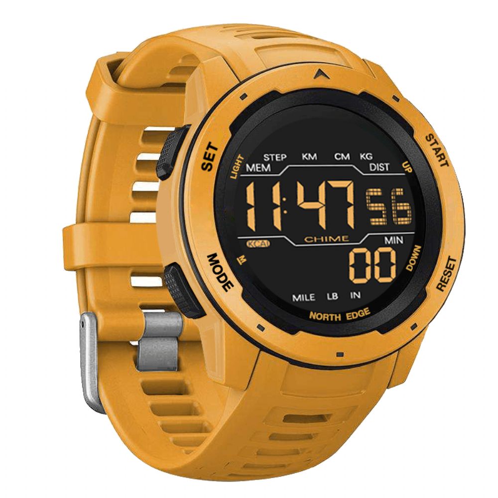 North Edge Mars Alarm Stappenteller Countdown Sporthorloge 50M Waterdicht Fstn-Scherm Digitaal Horloge