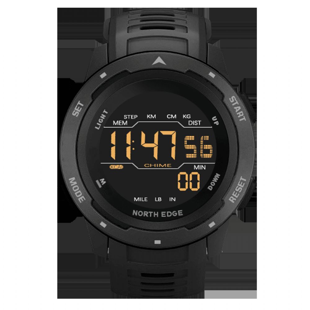 North Edge Mars Alarm Stappenteller Countdown Sporthorloge 50M Waterdicht Fstn-Scherm Digitaal Horloge