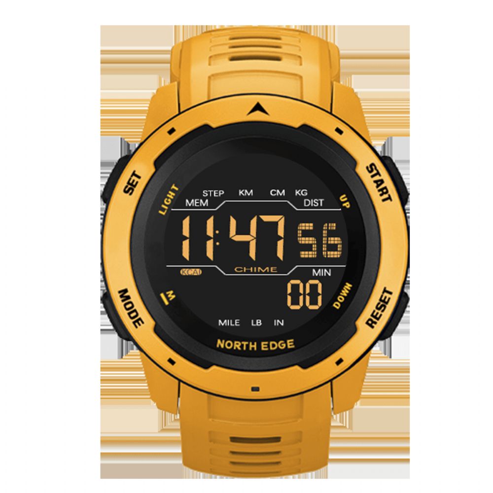 North Edge Mars Alarm Stappenteller Countdown Sporthorloge 50M Waterdicht Fstn-Scherm Digitaal Horloge