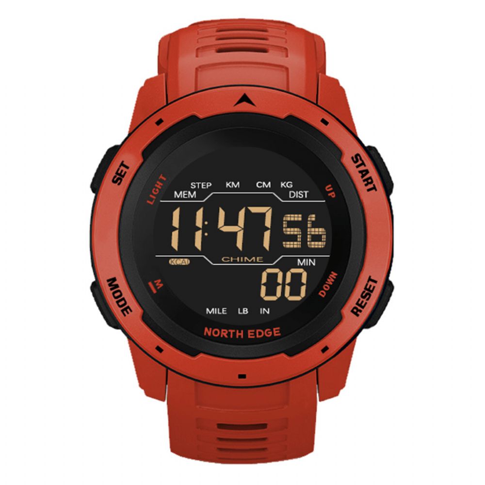 North Edge Mars Alarm Stappenteller Countdown Sporthorloge 50M Waterdicht Fstn-Scherm Digitaal Horloge