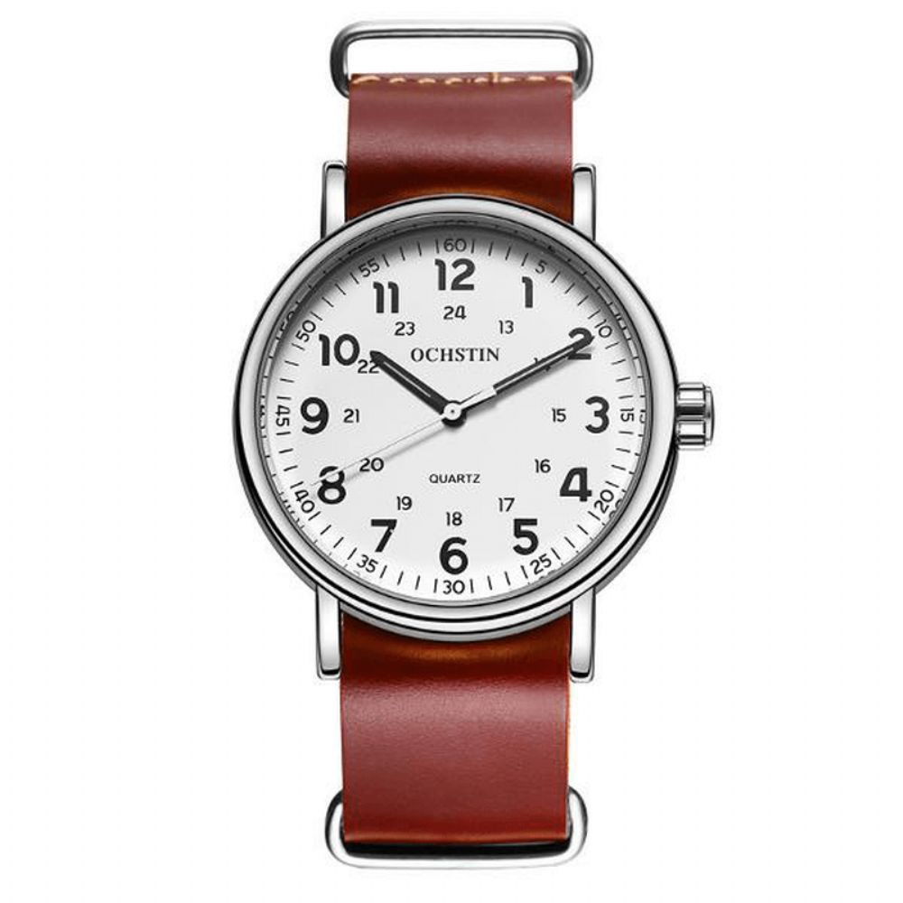 Ochstin 1249 Heren Quartz Horloge Casual Lederen Band Zakelijk Horloge