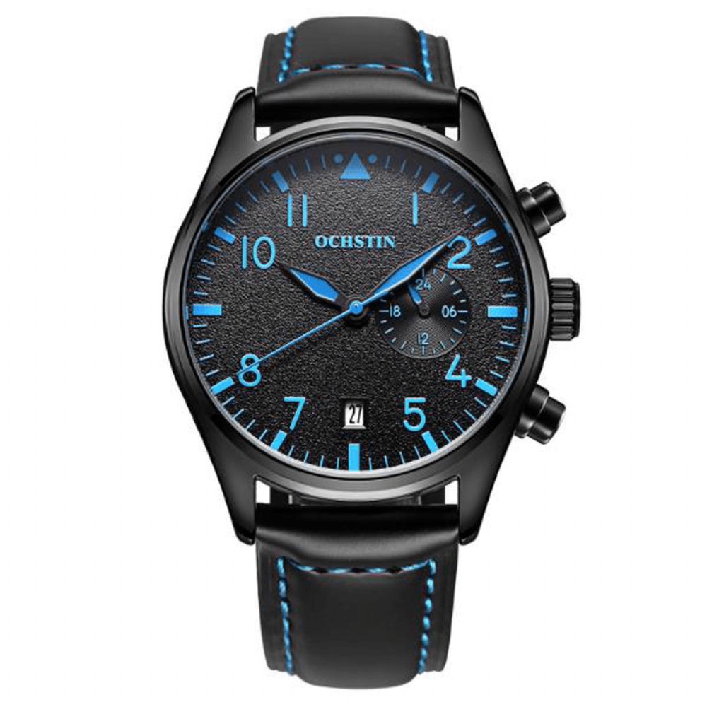 Ochstin Gq043C Mode Heren Quartz Horloge Luxe Lederen Band Sporthorloge