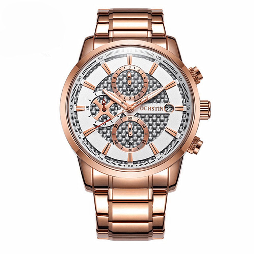 Ochstin Gq085 Waterdicht Volledig Stalen Heren Polshorloge Zakelijke Stijl Datumweergave Quartz Horloge