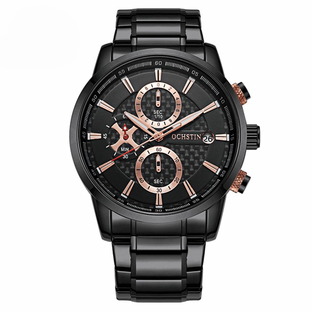 Ochstin Gq085 Waterdicht Volledig Stalen Heren Polshorloge Zakelijke Stijl Datumweergave Quartz Horloge