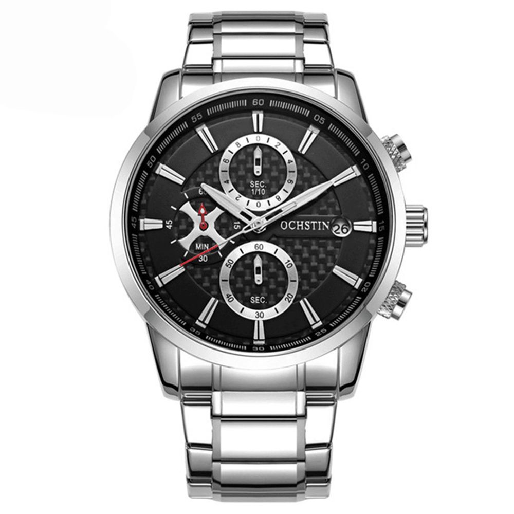 Ochstin Gq085 Waterdicht Volledig Stalen Heren Polshorloge Zakelijke Stijl Datumweergave Quartz Horloge