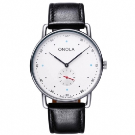 Onola On3806 Creative Point Simple Dial Herenmode Nylon Lederen Band Quartz Horloge