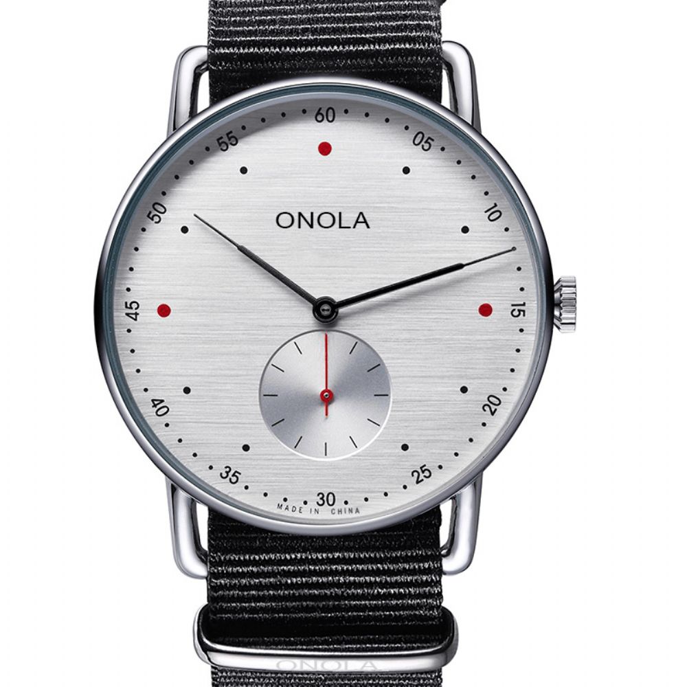 Onola On3806 Creative Point Simple Dial Herenmode Nylon Lederen Band Quartz Horloge