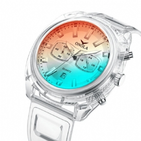 Onola On6812 Mode Herenhorloge Transparante Kast Datumweergave Chronograaf Creatieve Trend Quartz Horloge