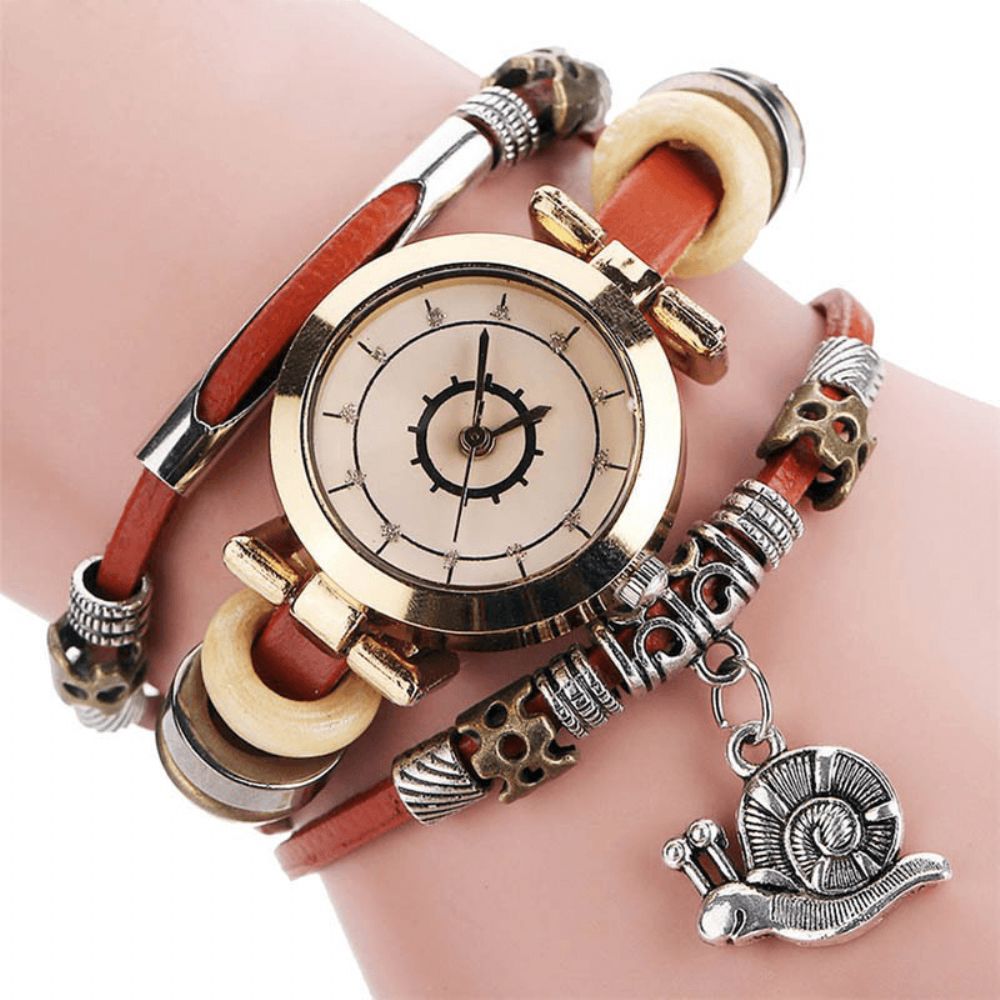 Originele Residentiële Stijl Retro Dames Jurk Diamanten Wijzerplaat Lederen Band Dames Quartz Horloge