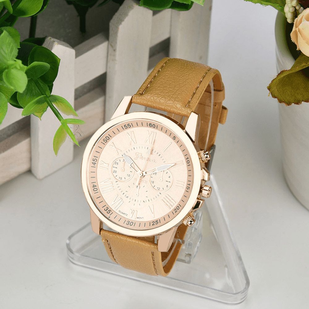 Otoky Jy9007 Mode Dames Horloge Licht Luxe Casual Lederen Band Quartz Horloge