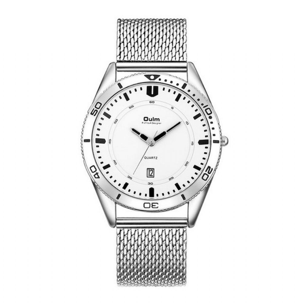 Oulm 3994 Klassieke Zakelijke Stijl Heren Polshorloge Kalender Mesh Stalen Band Quartz Horloges