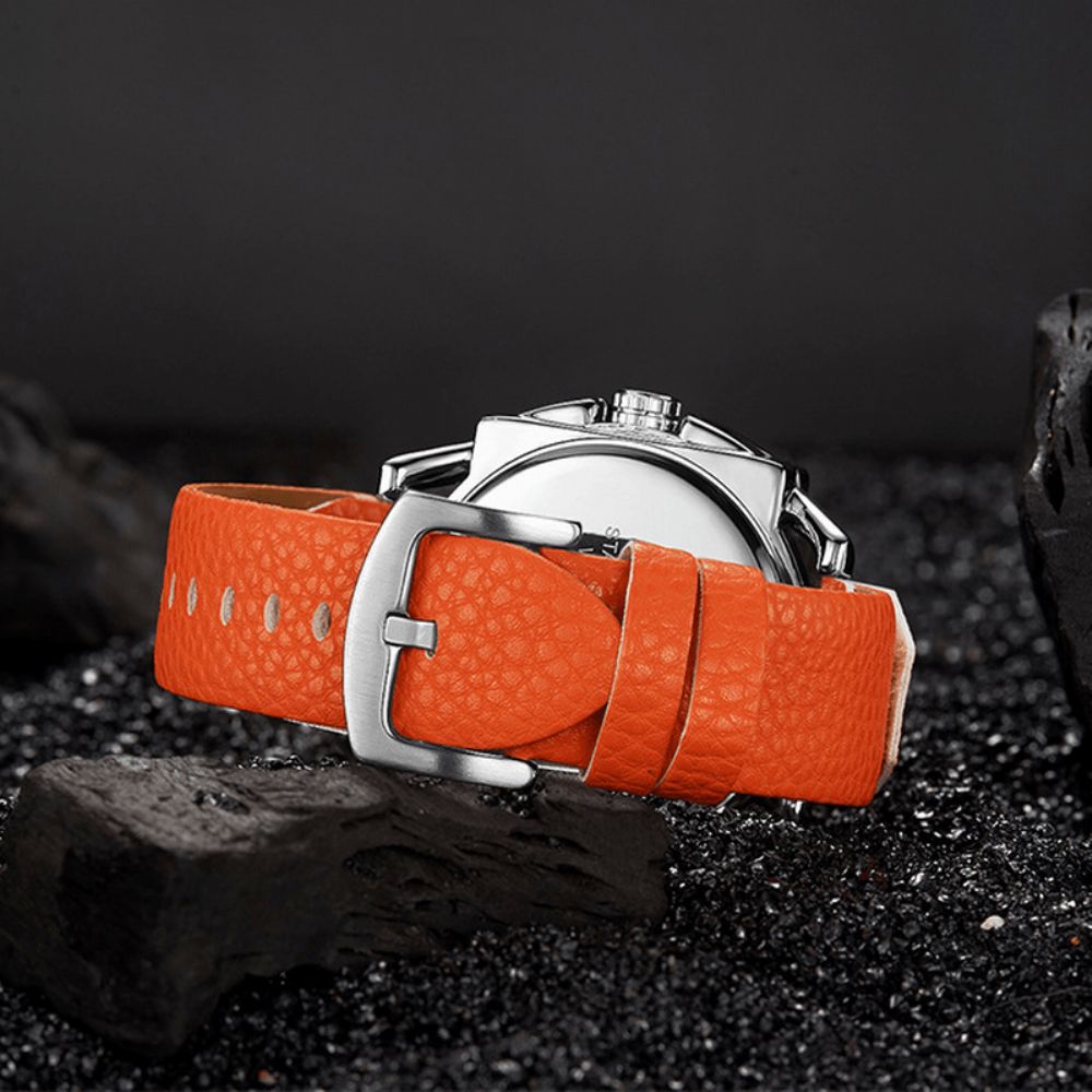 Oulm Casual Mode Lichtgevende Grote Wijzerplaat Pu Lederen Band Waterdicht Heren Quartz Horloge Polshorloge