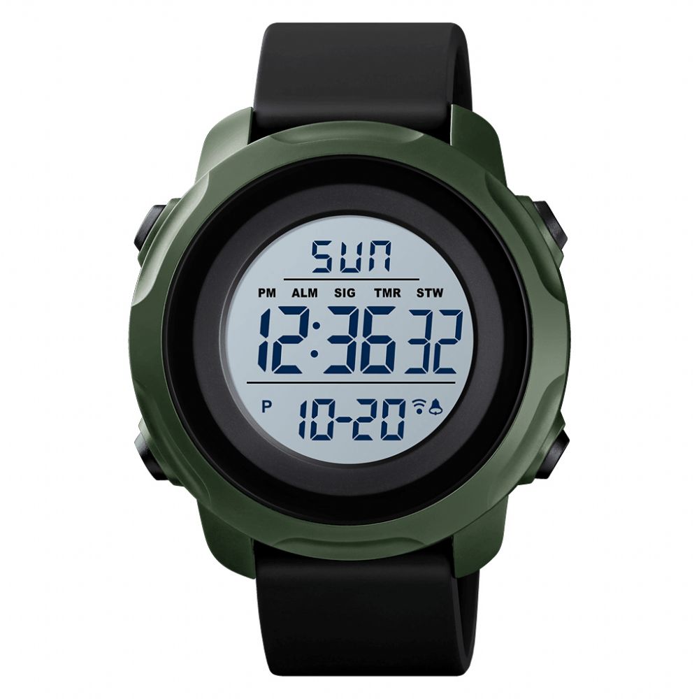 Outdoor Sport Heren Horloge Grote Wijzerplaat 50M Waterdicht Alarm Lichtgevende Kalender Multifunctionele Digitale Horloge