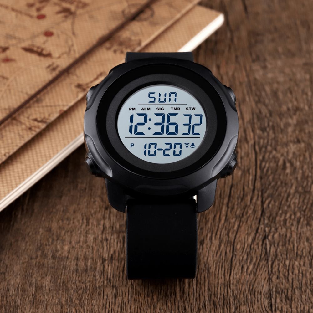 Outdoor Sport Heren Horloge Grote Wijzerplaat 50M Waterdicht Alarm Lichtgevende Kalender Multifunctionele Digitale Horloge