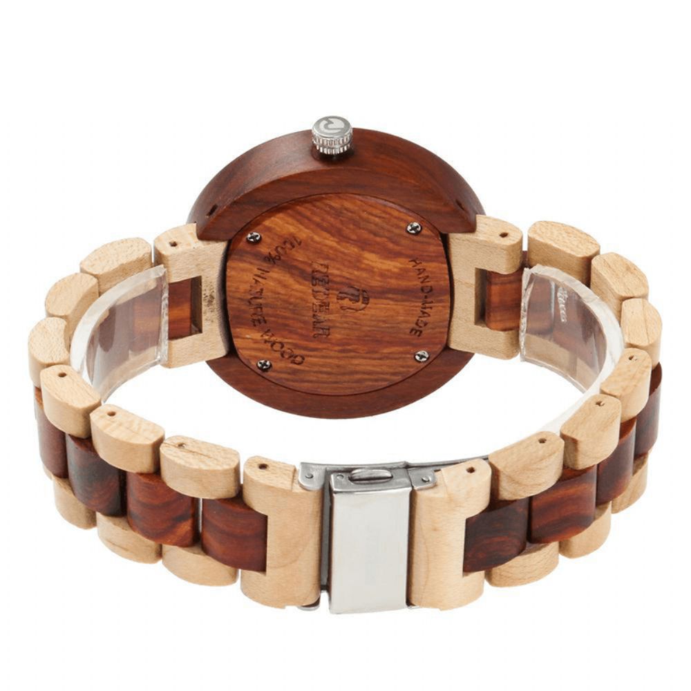 Redear Sj1488 Mode Heren Houten Horloge Datum Week Display Houten Band Quartz Horloge