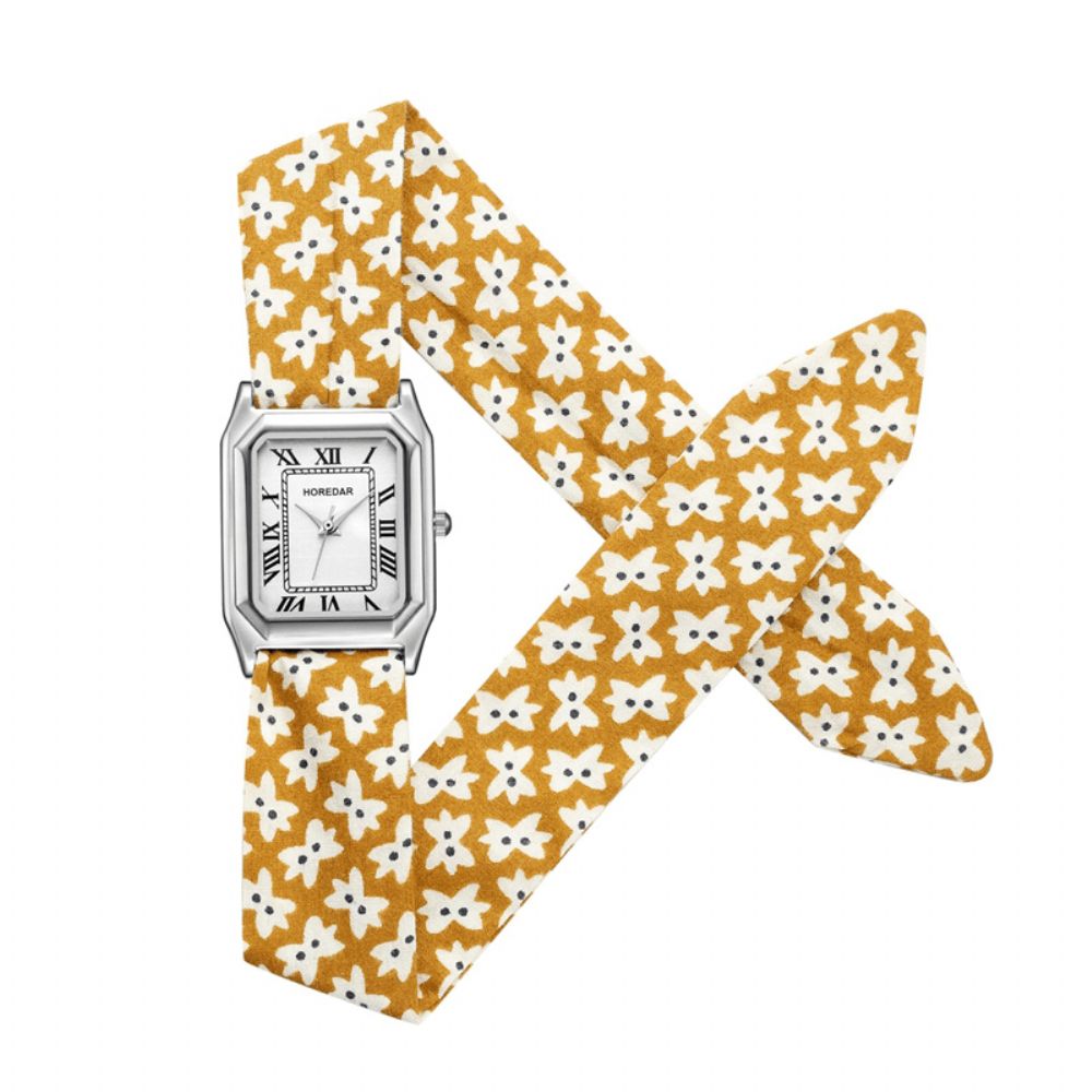 Retro Bloemenband Dames Polshorloge Cadeau Quartz Uurwerk Horloges