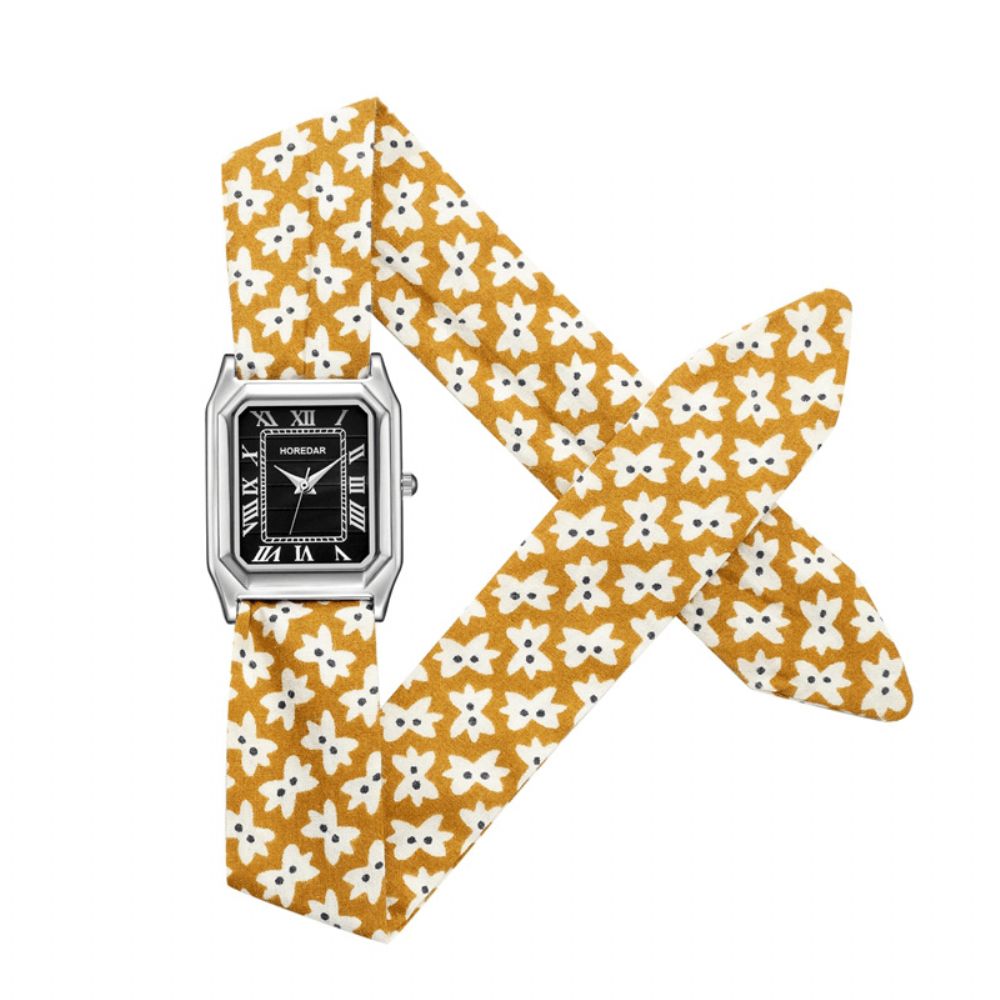 Retro Bloemenband Dames Polshorloge Cadeau Quartz Uurwerk Horloges