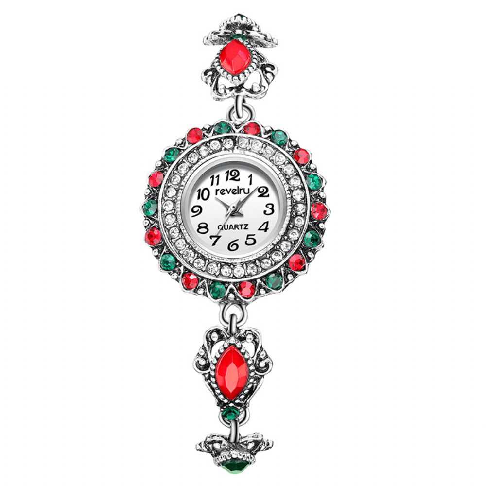 Revelry R1097 Flower Dial Retro-Stijl Damespolshorloge Crystal Quartz-Horloges