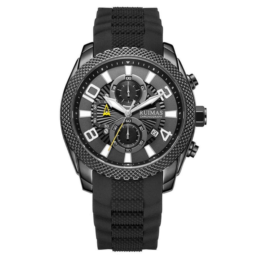 Ruiams 584 Mode Herenhorloge Waterdicht Lichtgevende Datumweergave Chronograaf Sport Quartz Horloge