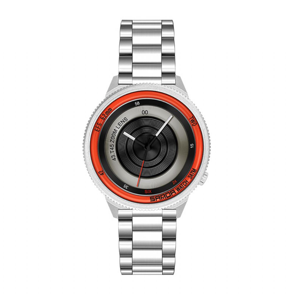 Sanda 1041 Casual Mode Heren Creatieve Camera Wijzerplaat Waterdicht Roestvrij Stalen Band Quartz Horloge