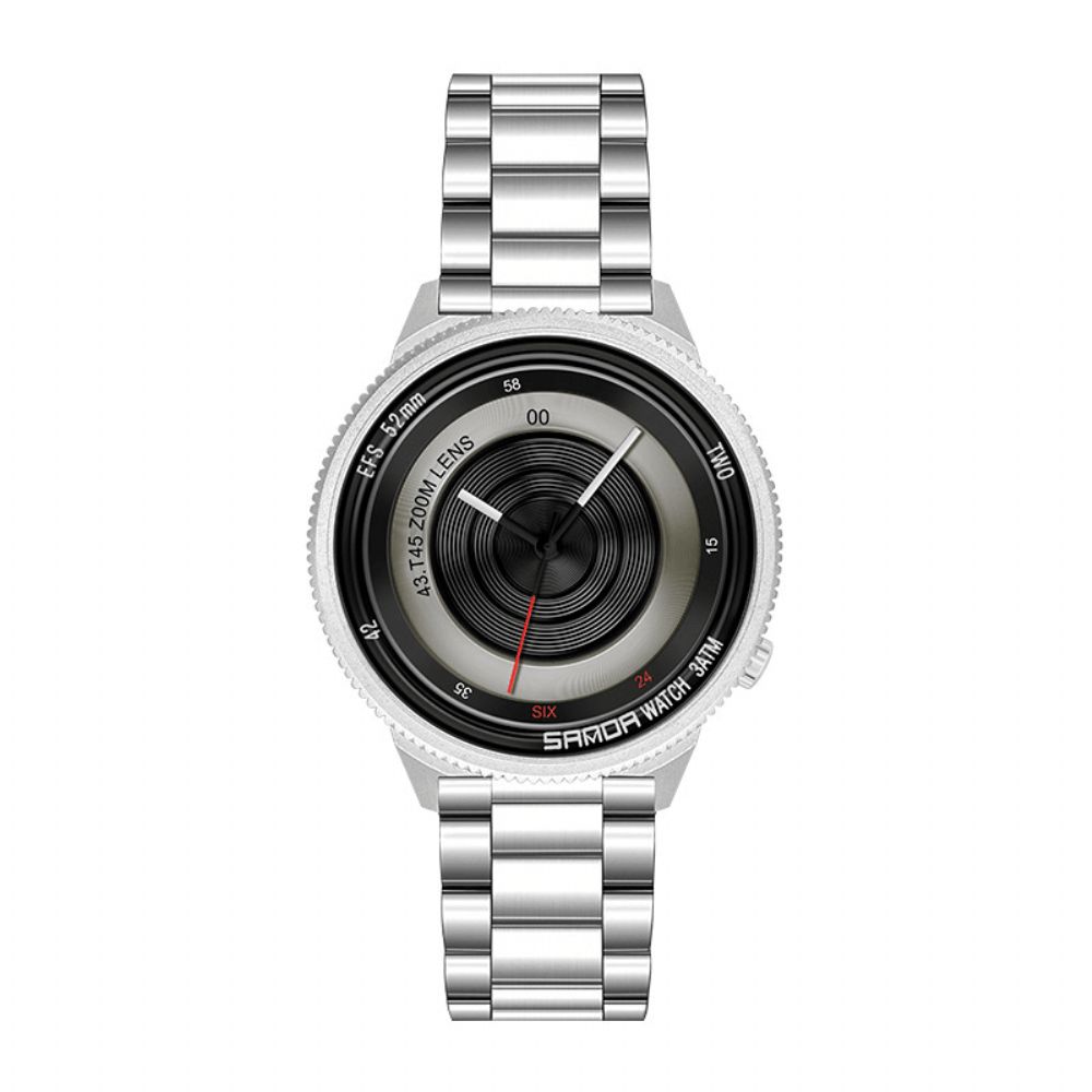 Sanda 1041 Casual Mode Heren Creatieve Camera Wijzerplaat Waterdicht Roestvrij Stalen Band Quartz Horloge