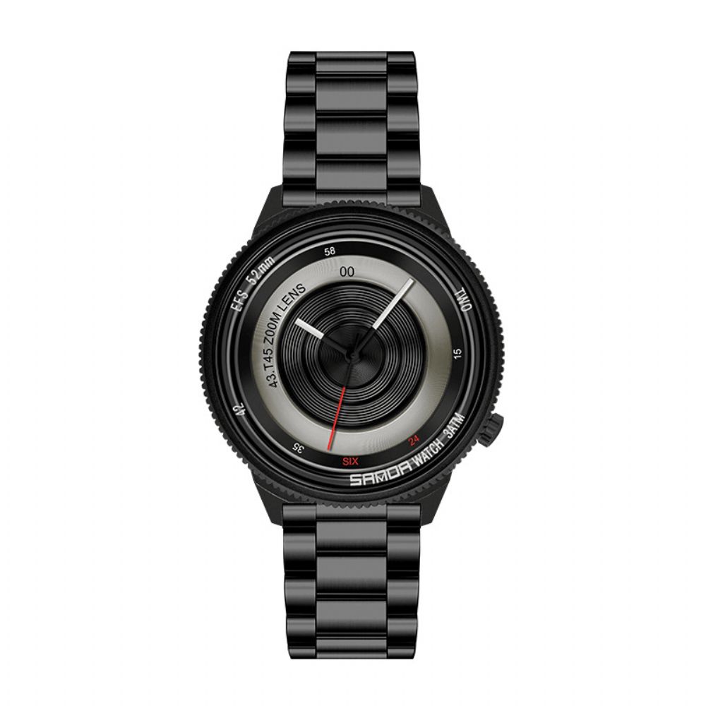 Sanda 1041 Casual Mode Heren Creatieve Camera Wijzerplaat Waterdicht Roestvrij Stalen Band Quartz Horloge