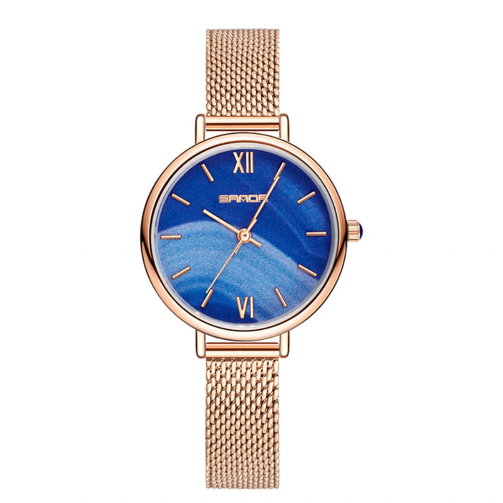 Sanda 1055 Volledige Stalen Band Crace Gemak Sterrenhemel Mode Wijzerplaat Lederen Band Vrouwen Horloge Quartz Horloge