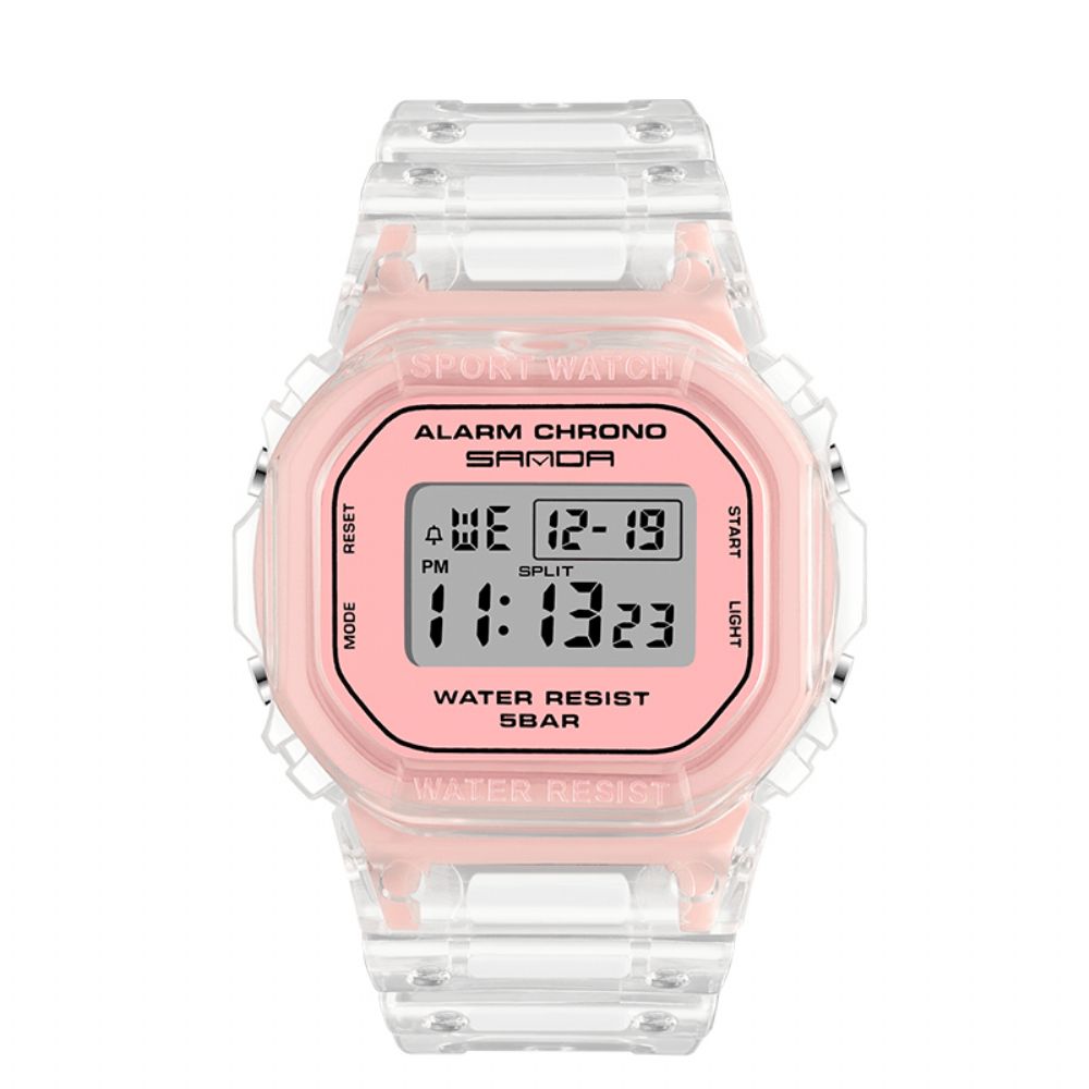 Sanda 2009 Transparante Band Frisse Kleur Mode Lichtgevende Display Stopwatch Coupole Digitaal Horloge