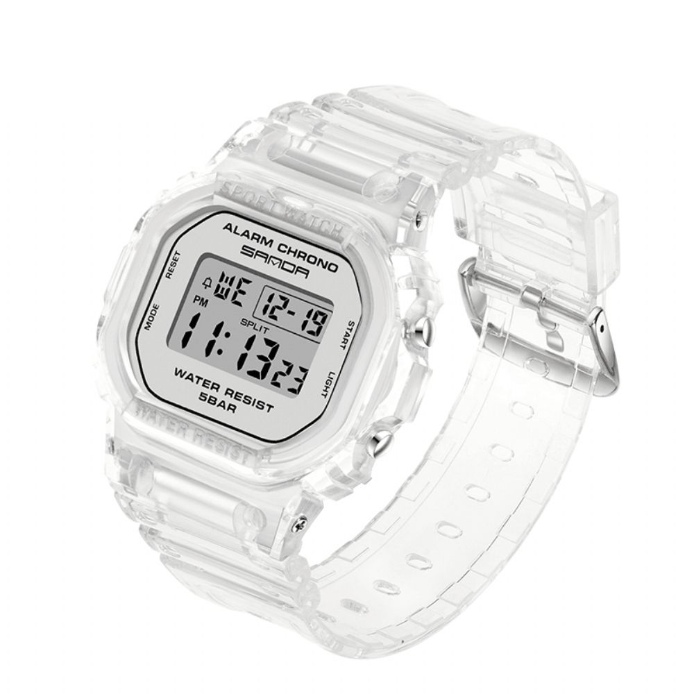 Sanda 2009 Transparante Band Frisse Kleur Mode Lichtgevende Display Stopwatch Coupole Digitaal Horloge