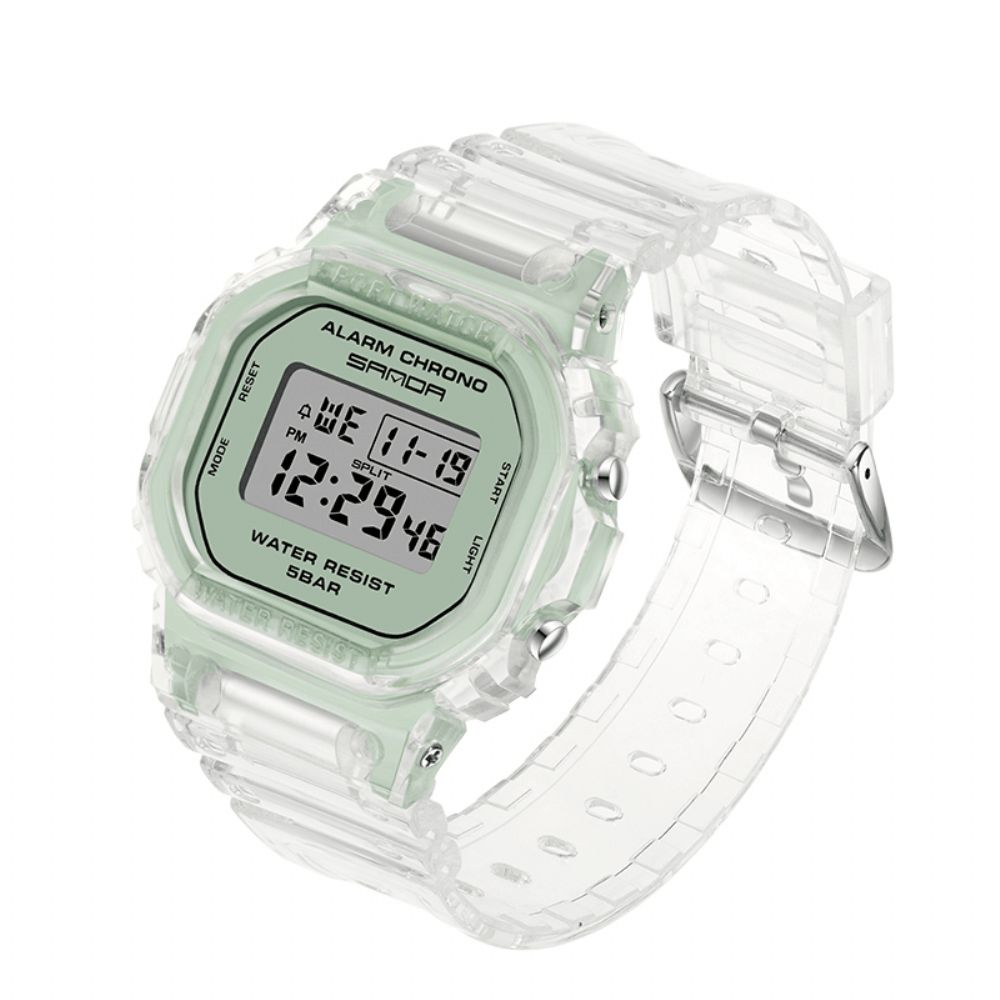 Sanda 2009 Transparante Band Frisse Kleur Mode Lichtgevende Display Stopwatch Coupole Digitaal Horloge