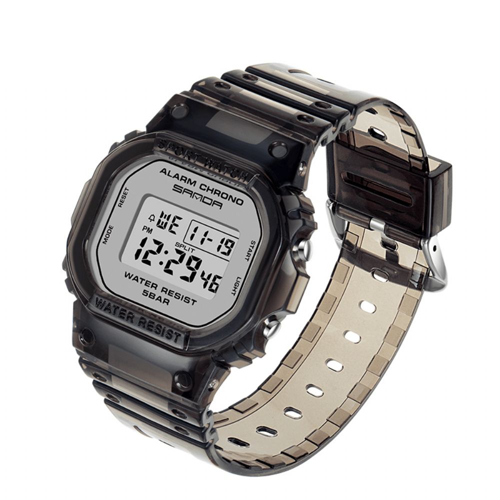 Sanda 2009 Transparante Band Frisse Kleur Mode Lichtgevende Display Stopwatch Coupole Digitaal Horloge