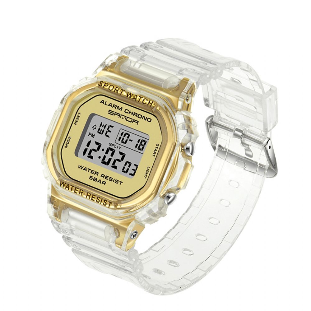 Sanda 2009 Transparante Band Frisse Kleur Mode Lichtgevende Display Stopwatch Coupole Digitaal Horloge