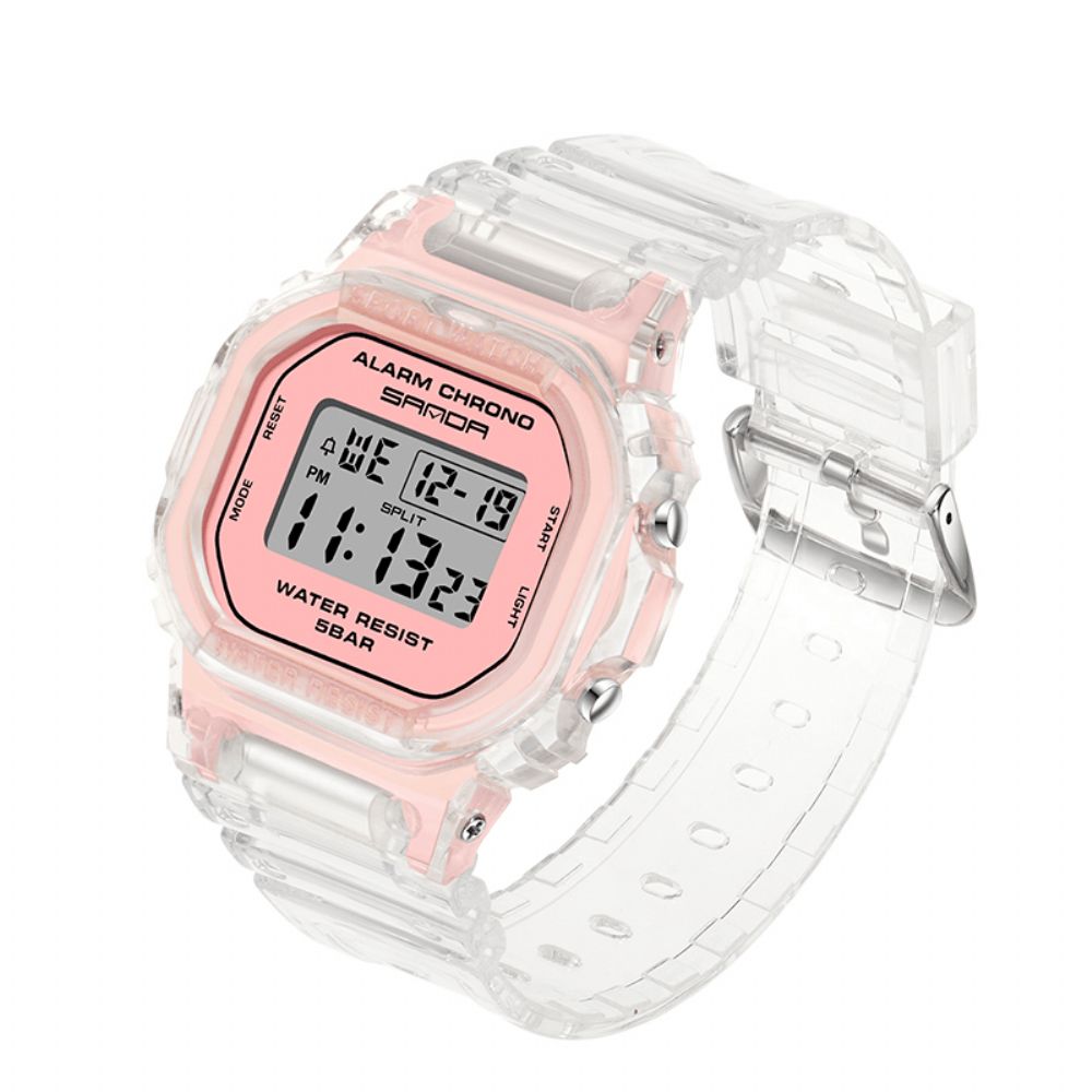 Sanda 2009 Transparante Band Frisse Kleur Mode Lichtgevende Display Stopwatch Coupole Digitaal Horloge