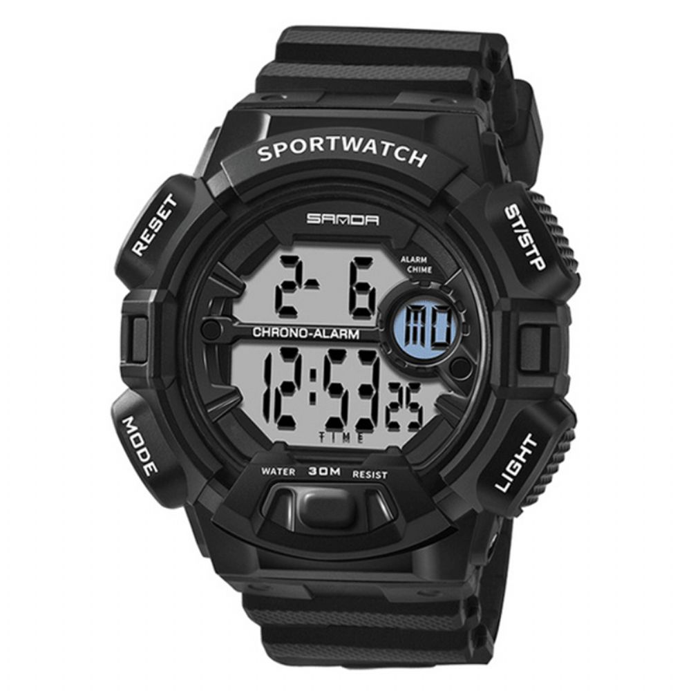 Sanda 319 Digitaal Horloge Lichtgevend Display Kalender Alarm Stopwatch Horloge Outdoor Sporthorloge