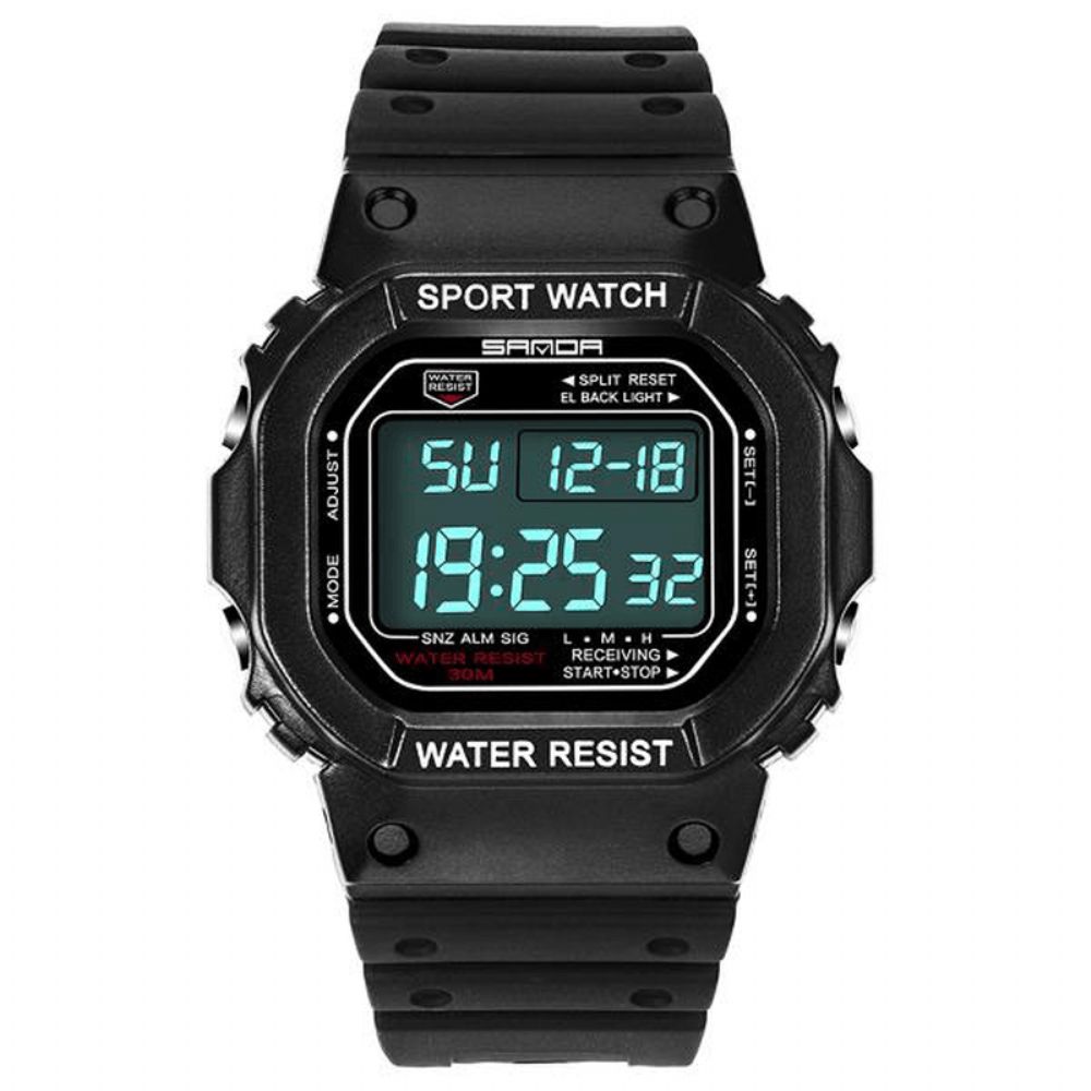 Sanda 329 Mode Led-Display Herenhorloge Waterdicht Sport Digitaal Horloge