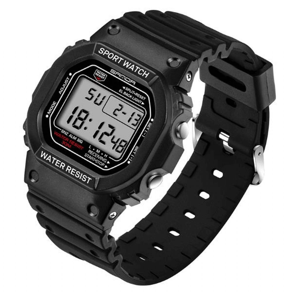 Sanda 329 Mode Led-Display Herenhorloge Waterdicht Sport Digitaal Horloge