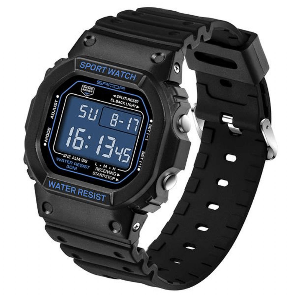 Sanda 329 Mode Led-Display Herenhorloge Waterdicht Sport Digitaal Horloge