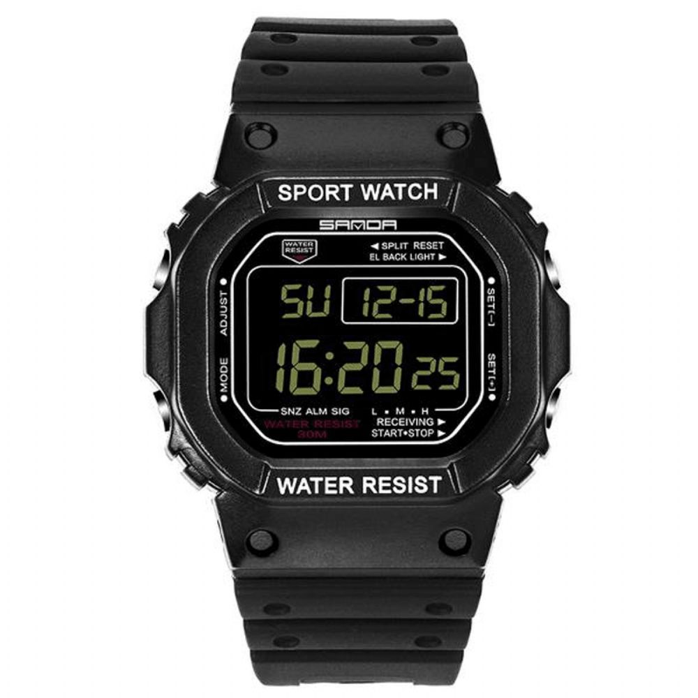 Sanda 329 Mode Led-Display Herenhorloge Waterdicht Sport Digitaal Horloge