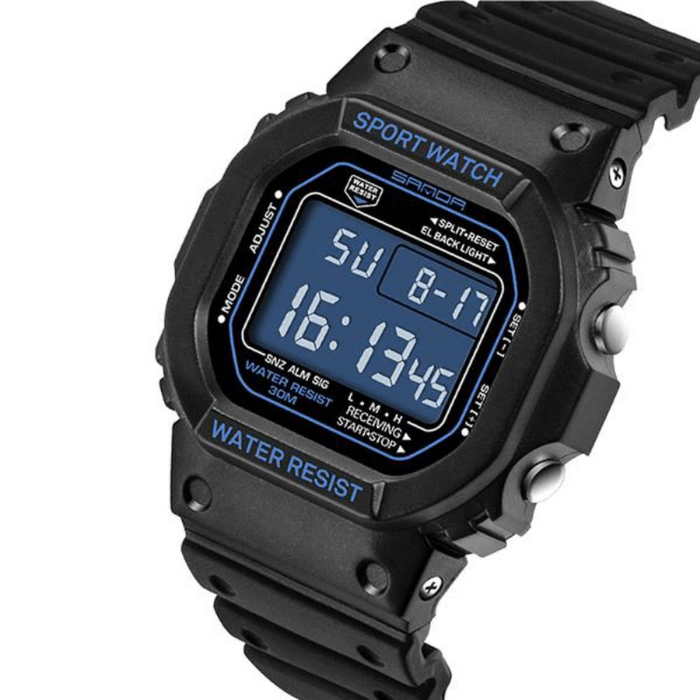 Sanda 329 Mode Led-Display Herenhorloge Waterdicht Sport Digitaal Horloge