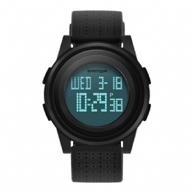 Sanda 337 Digitaal Horloge Led Waterdicht Pu-Lederen Sportstudentenhorloge