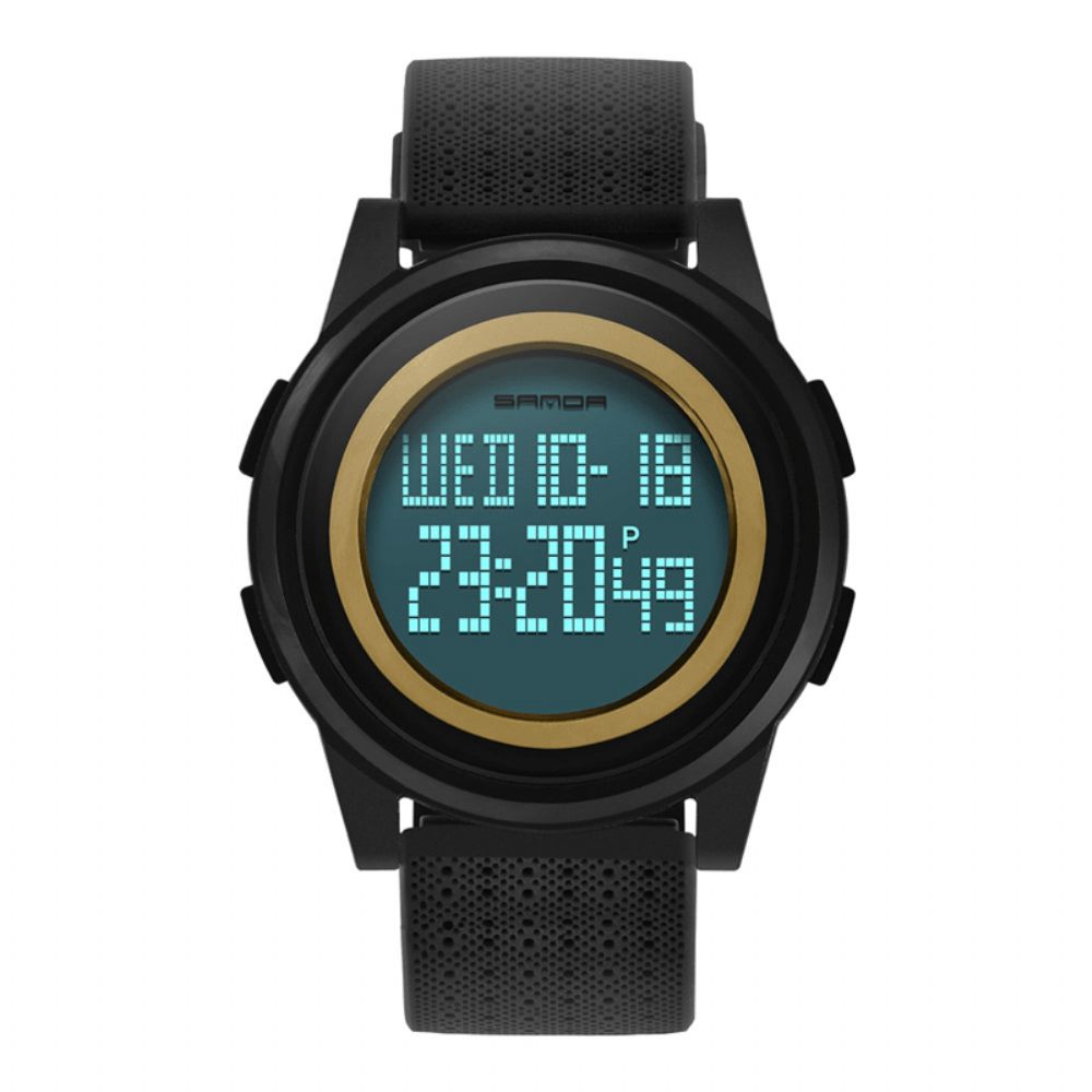 Sanda 337 Digitaal Horloge Led Waterdicht Pu-Lederen Sportstudentenhorloge